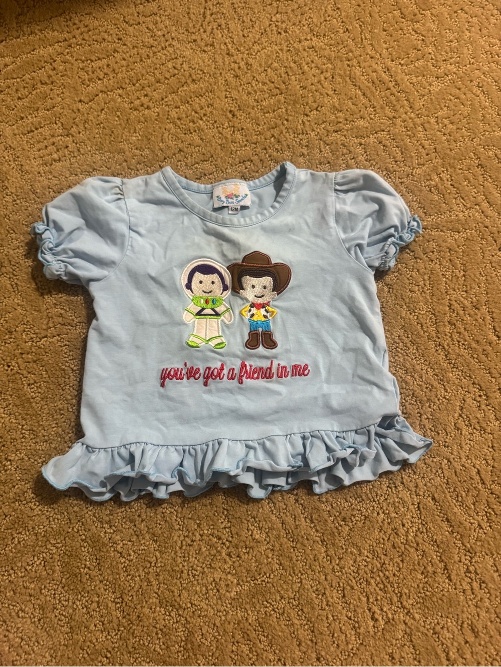 Girls Light Blue 'You've Got a Friend in Me' Ruffle Tee